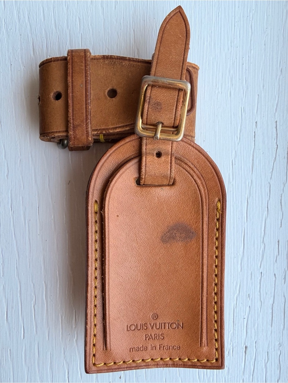Louis Vuitton Vintage Tan Leather Luggage Tag
